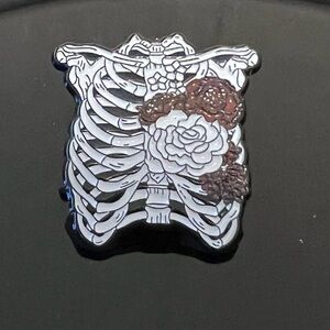 Lapel Pin, Rib Cage with Flowers